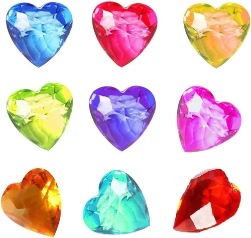NLR [20 piezas de 1.58 pulgadas] Juguete de corazón grande para niños, juego de gemas acrílicas, juguete de búsqueda del tesoro pirata, relleno de