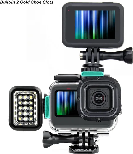 Miniatura 4 de GEPULY Funda impermeable con 2 zapatos fríos para GoPro Hero 13 12 11 10 9 Negro 316 Anti-Rust,196FT/60M Waterproof,Underwater Case Fits Mic &