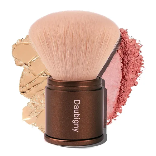 Miniatura 9 de Daubigny - Brocha de maquillaje retráctil Kabuki, brochas de base de viaje para base de maquillaje para rubor bronceador y polvo.. Negro