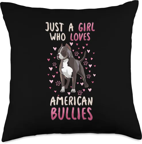 Miniatura 4 de Funny American Bully Lover Quote Design Just A Girl Who Loves American Bullies - Almohada divertida con cita de propietario, 16 x 16 pulgadas