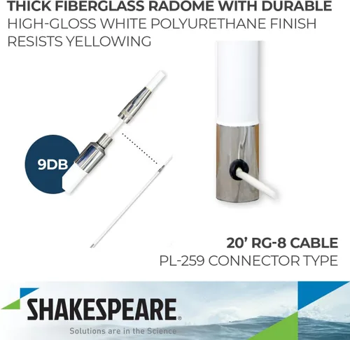Miniatura 3 de Shakespeare Antena VHF clásica marina 476