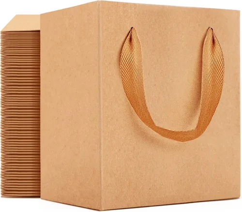 Miniatura 19 de EUSOAR Pequeñas bolsas negras para envolver regalo, paquete de 12 bolsas de papel kraft de 4 x 2.75 x 4.5 pulgadas con asas, bolsas resistentes