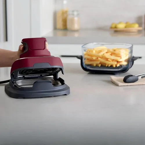 Miniatura 2 de Criispi - Freidora de aire portátil de vidrio 3 en 1, 1500 W, con recipientes de borosilicato no tóxico de 4 cuartos y 5 tazas, funciones máximas