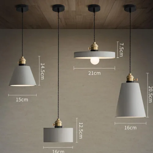 Miniatura 5 de Nordic Simple Pendant Lights, Mid Century Industrial Cement Ceiling Hanging Lighting with Copper Finish, Dining Room Gray Chandelier for Kitchen