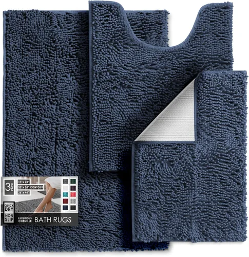 Miniatura 14 de Hearth & Harbor Alfombras de baño, tapete de baño de chenilla - Alfombras de baño lavables a máquina para baño con respaldo antideslizante de goma
