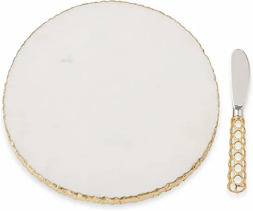 Miniatura 12 de Mud Pie 4755024 Juego de tabla de servir con borde dorado, tamaño único, color blanco
