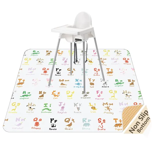 Miniatura 8 de Tapete de salpicaduras para bebé para debajo de la silla alta, artes/manualidades, tapete lavable de 51 x 51 pulgadas, tapete impermeable y lavable