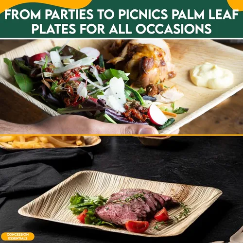 Miniatura 7 de Concession Essentials Platos de hoja de palma (25 unidades) – Vajilla desechable, platos compostables y biodegradables