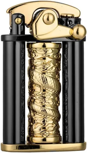 Encendedor de trinchera vintage tallado en 3D, encendedor de descompresión de columna de dragón giratorio, encendedores de queroseno antiguos únicos