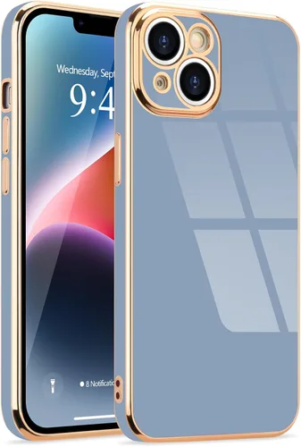 Miniatura 97 de Lafunda Diseñada para iPhone 13 Pro, fundas lujosas con chapado lindo para mujeres y niñas, elegante borde dorado, a prueba de golpes, TPU con funda