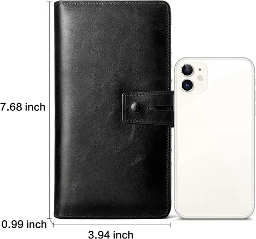 Miniatura 6 de BOSTANTEN Carteras de cuero para mujer con bloqueo RFID de gran capacidad, tarjetero triple para mujer