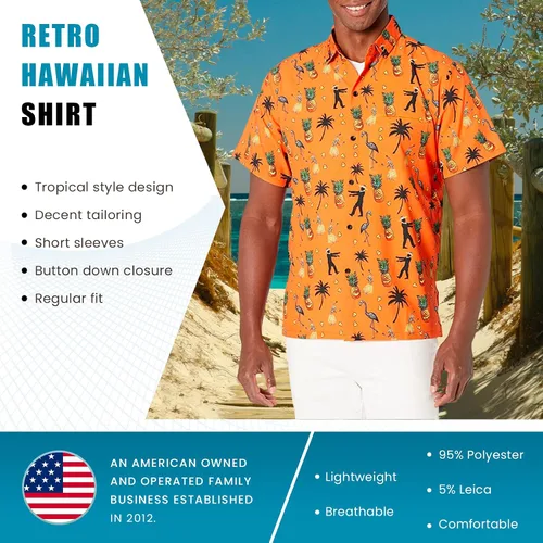Miniatura 3 de Funny Guy Mugs Men's Hawaiian Print Button Down Short Sleeve Shirt