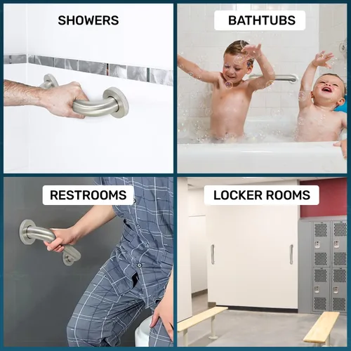 Miniatura 8 de Barras de agarre de metal cepillado para baño, mango de ducha fuerte y mango de baño para seguridad, barras de agarre de ducha para personas