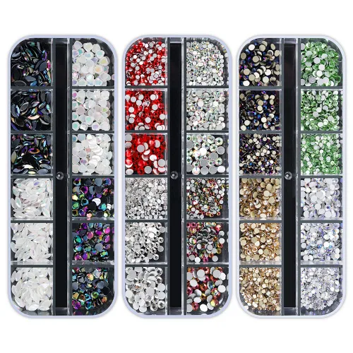 Miniatura 6 de Artdone 12 cajas de diamantes de imitación para uñas, gemas para uñas, diamantes de uñas, cristales de lentejuelas para uñas, kit de lentejuelas