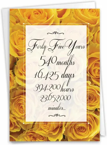 Miniatura 9 de NobleWorks - Tarjeta de felicitación del aniversario del 45 aniversario con sobre de 5 x 7 para hombres y mujeres (1 tarjeta) pareja floral 45
