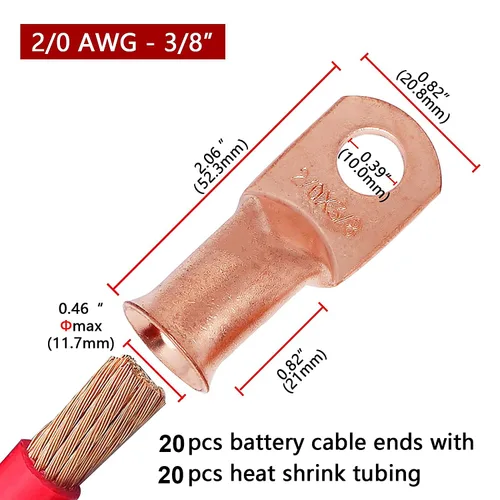 Miniatura 97 de TKDMR - Kit de 264 piezas de extremos de cable de batería, 132 piezas de terminales de anillo de lengüetas de cable de cobre resistentes AWG 8 6 4 2