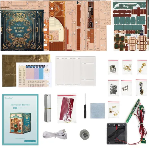 Miniatura 9 de Tonecheer - Kit de manualidades para rincón de lectura para adultos, maqueta en miniatura de cabina de tren infinito europeo, carruaje vintage