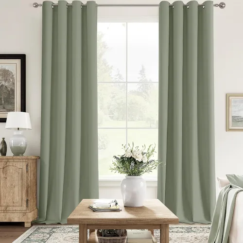 Miniatura 25 de ChrisDowa Cortinas 100% Opacas de Abedul Sólido de 45 Pulgadas de Largo, 2 Paneles para Dormitorio y Sala de Estar, Estilo Granja Oscurecedoras