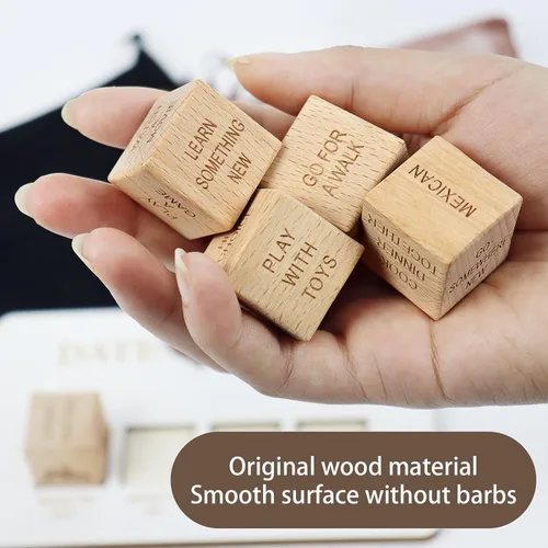 Miniatura 2 de Dados de noche de cita para parejas, Regalos de madera de aniversario para ella, Dados para llevar, Dados de amor, Dados de decisión de comida