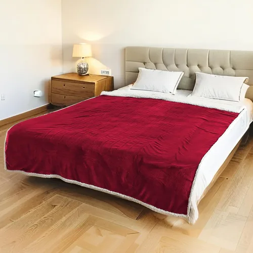 Miniatura 29 de Manta térmica eléctrica tipo throw tamaño 50"x60" - Tela de franela y sherpa de doble cara, 6 ajustes de calor y 3 horas de apagado automático