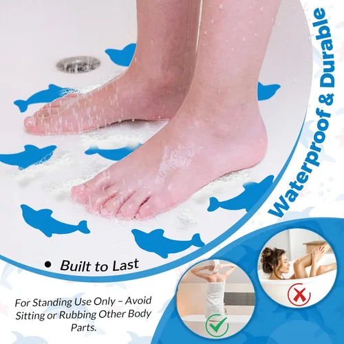Miniatura 5 de S&X Calcomanías antideslizantes para bañera, peldaños adhesivos de delfín con agarre – Superficie texturizada de grano fino – Paquete de 12