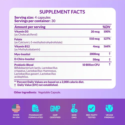 Miniatura 7 de Inositol+ Suplemento de equilibrio hormonal para apoyo de señalización metabólica y hormonal, el restablecimiento hormonal todo en uno para sentirse