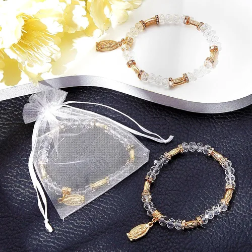 Miniatura 6 de MTLEE 15 pulseras de rosario a granel para recuerdos de bautizo, recuerdos de bautizo, recuerdos de primera comunión, recuerdos de bautizo católico