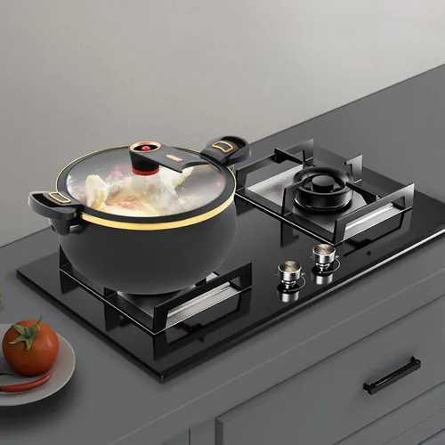 Miniatura 2 de PERFERATE Olla a presión micro de 8.45 cuartos de galón con válvula automática de liberación de presión, olla redonda antiadherente olla a fuego