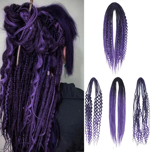 Miniatura 11 de 15 extensiones de rastas de doble extremo, 24 pulgadas, extensiones de rastas falsas de 0.6 pulgadas, color marrón degradado, extensiones de rastas
