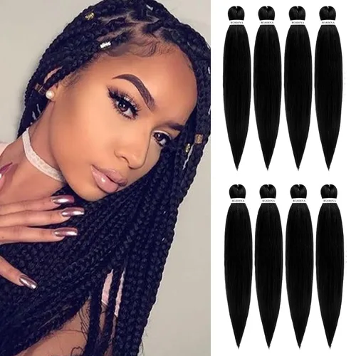 Miniatura 32 de Cabello trenzado preestirado - 12 pulgadas, 8 paquetes, cabello trenzado corto natural negro para trenzas torcidas o en caja, extensiones de cabello