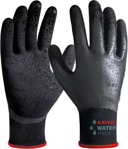KAYGO Guantes de trabajo impermeables para hombres y mujeres, guantes de trabajo recubiertos de goma antideslizantes para jardín, construcción al