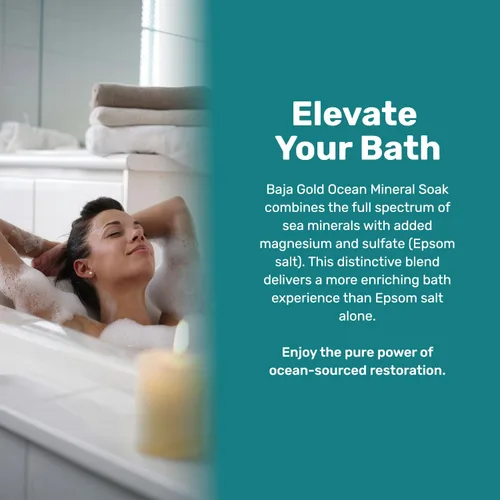 Miniatura 4 de Baja Gold Ocean Mineral Soak – Remojo de baño de magnesio natural y oligoelementos Remojo relajante y limpio de ingredientes para baño, músculos