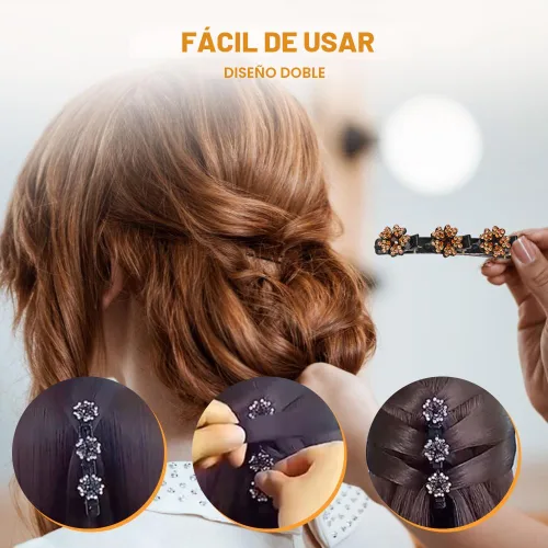 Miniatura 4 de Pinzas de pelo trenzadas para mujeres y niñas, 2025 nuevas pinzas de pelo con piedras de cristal brillantes, pinzas cortas de pico de pato