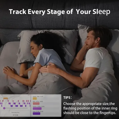 Miniatura 3 de Smart Ring Sleep Fitness Tracker, registra el sueño, frecuencia cardíaca, temperatura, oxígeno en sangre y podómetro, anillo de salud con estuche