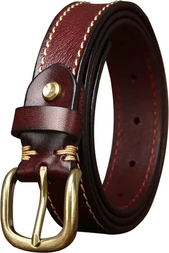 Miniatura 35 de Cinturones para mujer para jeans de 1.1 pulgadas de ancho, cinturones para vestidos de cuero de grano completo con hebilla dorada, caja de regalo