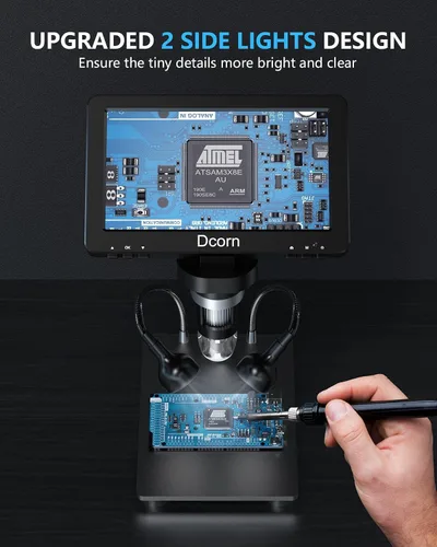 Miniatura 3 de Microscopio Digital Dcorn de 7'' 1200X, Microscopio de 12MP 1080P Foto/Video para Adultos, Soldadura de Monedas, Soporte de Metal, Control Remoto