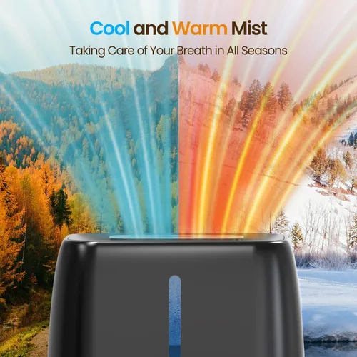 Miniatura 3 de Humidificador ultrasónico de 6L con llenado superior - Niebla fría y cálida para dormitorio, bebé, habitaciones grandes y plantas, control Negro