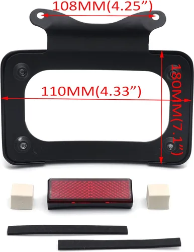 Miniatura 2 de MT389-BK Soporte Negro Curvado Inclinado para Placa de Matrícula Compatible con '10-posterior FLHX, FLHXS, FLHXSE, FLTRX, FLTRXS y '10-'12 FLHXSE
