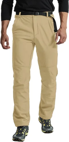 Miniatura 6 de TBMPOY - Pantalones de esquí de nieve impermeables con forro polar para hombre, para senderismo, montaña, revestimiento suave con cinturón