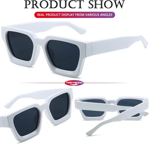 Miniatura 160 de AIEYEZO Gafas de sol cuadradas para mujeres y hombres, gafas de sol cuadradas con montura gruesa, estilo de diseñador simple