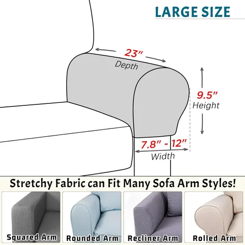 Miniatura 6 de Roytub Fundas para Reposabrazos de Sofá, Fundas para Reposabrazos, Funda Elástica para Reposabrazos para Sofás, Sillón, Sofá de Dos Plazas, Sillón