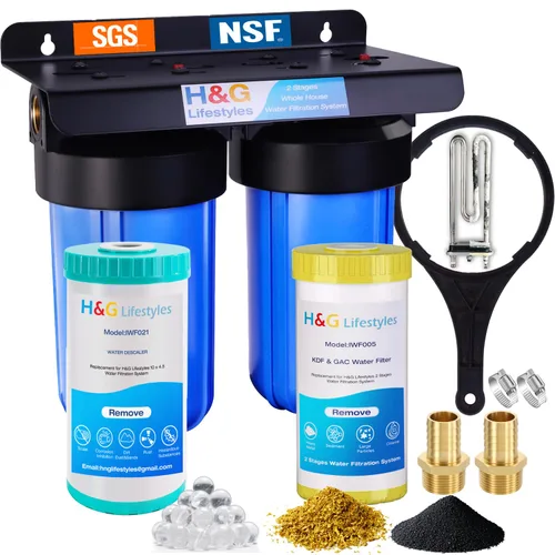 Miniatura 12 de H&G Lifestyles Filtro de agua para toda la casa para agua de pozo, reduce fluoruro de hierro manganeso, con filtros GAC KDF, reduce el olor a cloro