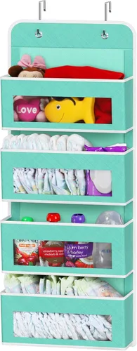 Miniatura 20 de Simple Houseware Organizador con 4 bolsillos con ventana transparente para colgar sobre la puerta del armario, para dormitorio, baño, despensa