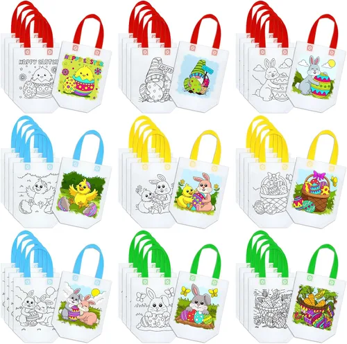 Miniatura 7 de Kacctyen 45 bolsas de regalo reutilizables para colorear para fiestas artísticas, bolsas de pintura para niños, temática de cumpleaños, haz tu