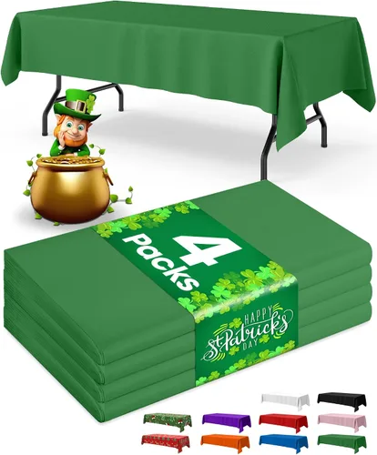 Miniatura 42 de Niuara Mantel de bandera estadounidense, paquete de 4 manteles patrióticos desechables de 54 x 108 pulgadas para mesas de 6 pies, decoraciones del 4