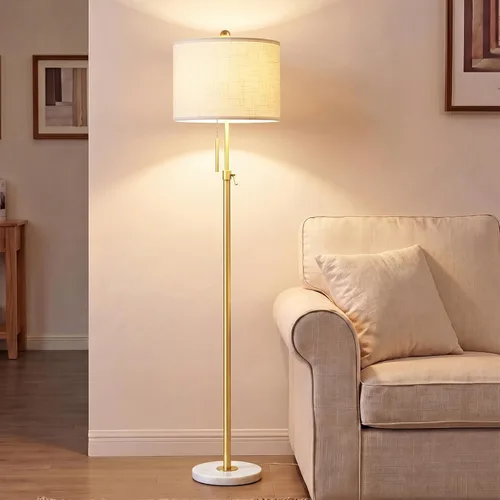 Actualización: lámparas de pie doradas para sala de estar, lámpara de pie moderna ajustable de 55 a 67 pulgadas de altura con base de mármol,