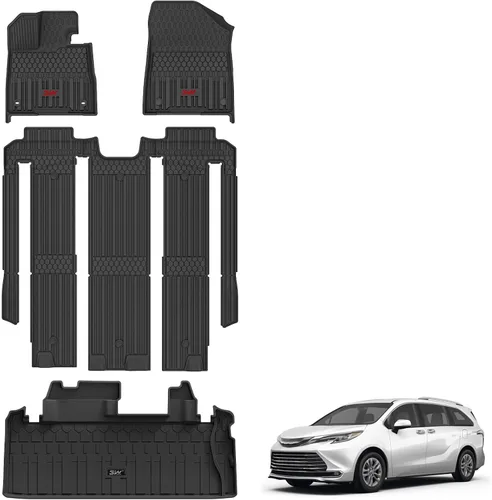 Miniatura 22 de Alfombrillas de Piso 3W Compatibles con Toyota Tundra 2014-2021 (Solo para Cabina CrewMax), Revestimiento de Piso de TPE para Todo Clima con Ajuste