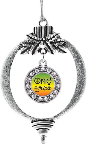 Miniatura 220 de Inspired Silver - Twin One - Adorno festivo de Navidad de plata - Adorno festivo de árbol de Navidad con dije de círculo y circonita cúbica