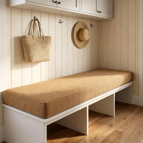 Miniatura 12 de Custom Bench Cushion for Indoor Furniture, Window Seat Cushion, Bay Window, 75D Foam, Herringbone Fabric Options, Waterproof Cover, Non Slip Bottom