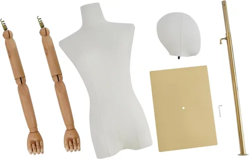 Miniatura 9 de Torso de maniquí femenino, 55-80 pulgadas de altura ajustable, cuerpo de maniquí con soporte de metal para coser y exhibir tiendas, dorado